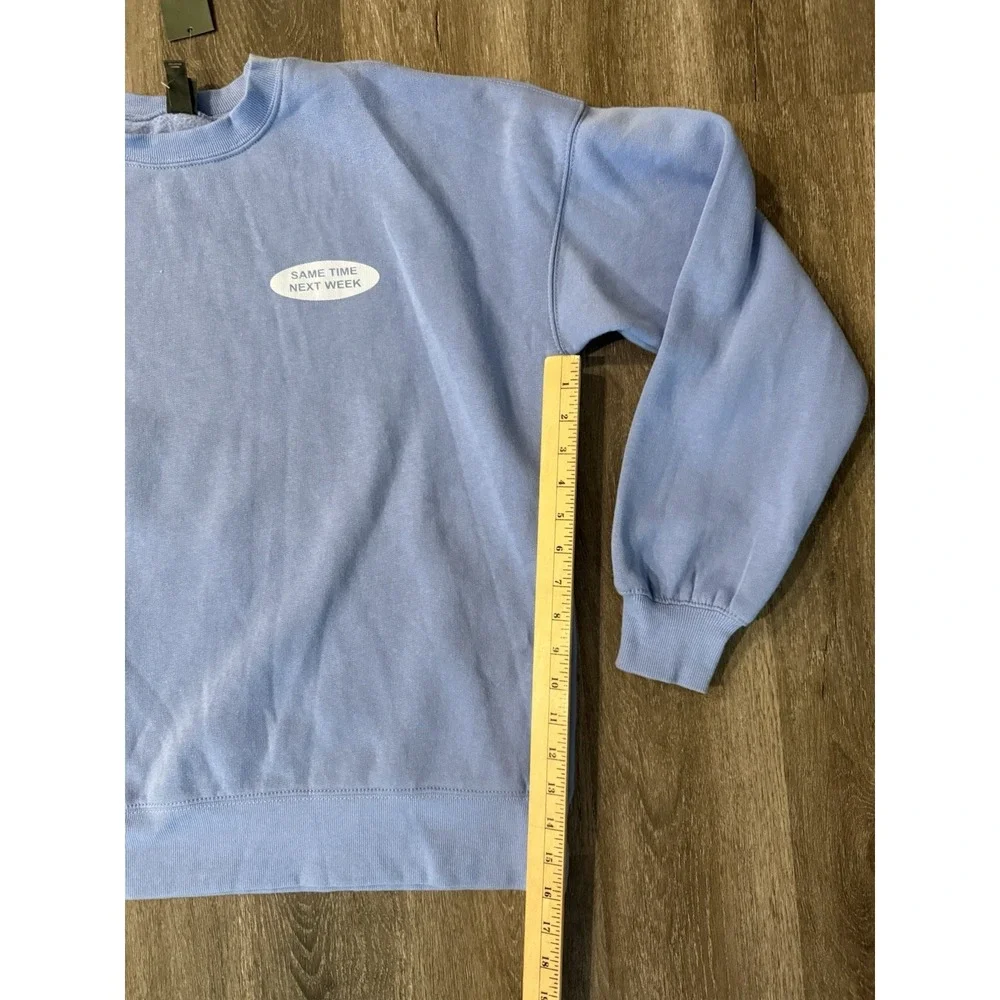 Womens Oversized Pullover Fleece Sweatshirt Football Club Light Blue Size XS - Picture 8 of 13